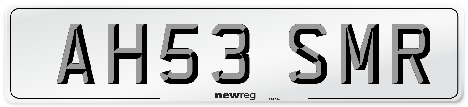 AH53 SMR Number Plate from New Reg